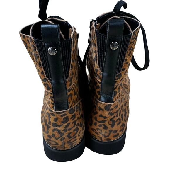Donald Pliner EASE Natural Leopard Lace Up Side Zip Boot Women's Size 8M NWOB - Picture 3 of 8